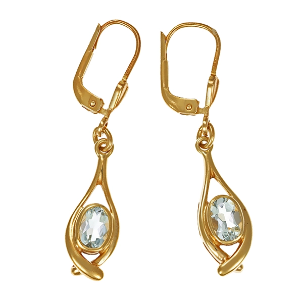 Ohrhänger, 9K, Gelbgold, Aquamarin