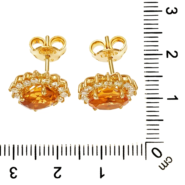 Ohrstecker, 18K, Gelbgold, Citrin, Brillanten 0,56 ct