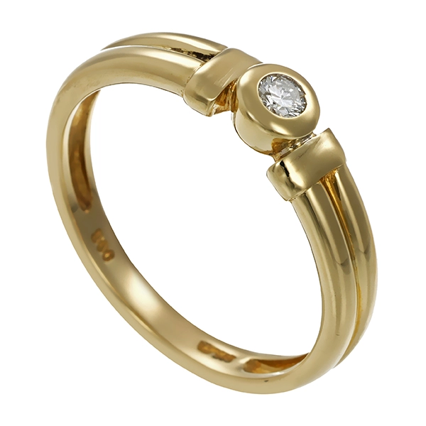 Brillantring, 14K, Gelb-/Weißgold, 1 Brillant 0,08ct