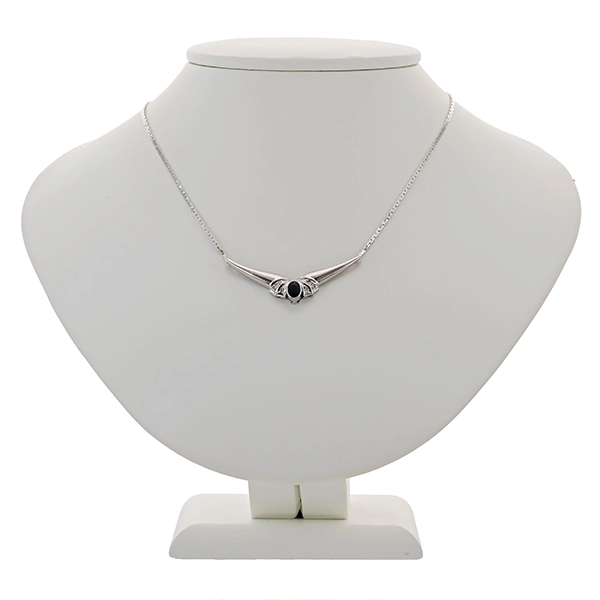 Collier, 14K, Weißgold, Saphir, Diamant