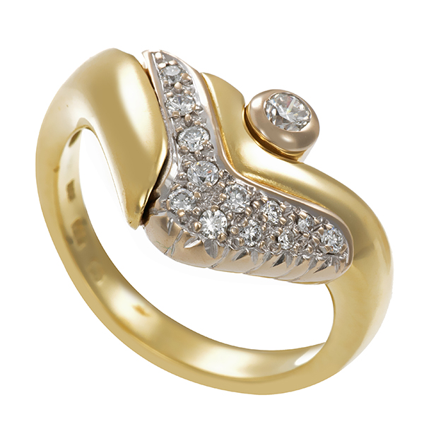 Diamantring, 14K, Gelb-/Weißgold, Brillanten 0,23 ct