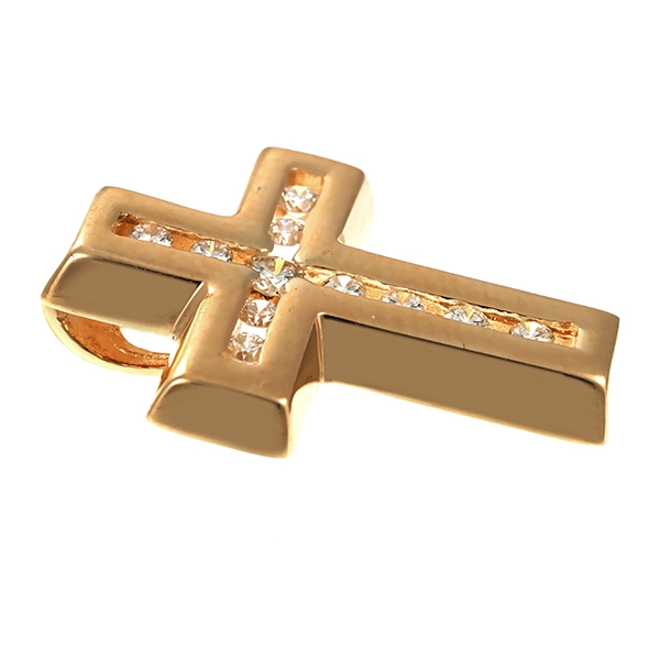 Anhänger, 14K, Gelbgold, Brillanten 0,17 ct, Kreuz