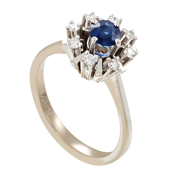 Diamantring, 18K, Weißgold, Brillant, Saphir