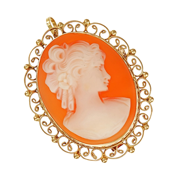 Anhänger/Brosche, 18K, Gelbgold, Gemme