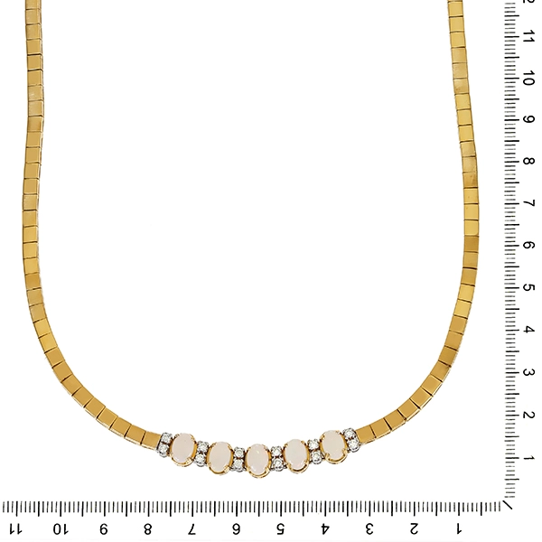 Collier, 18K, Gelbgold, Opale, Brillant