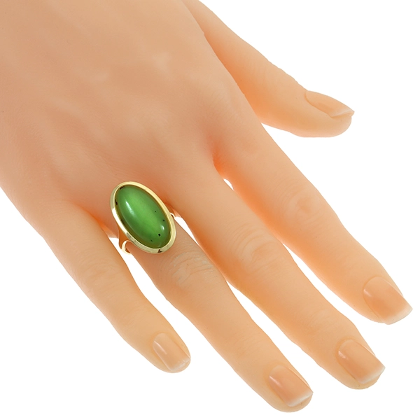 Ring, 14K, Gelbgold, Nephrit