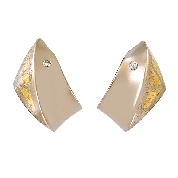 Ohrstecker, 14K, Gelb-/Weißgold, Brillanten