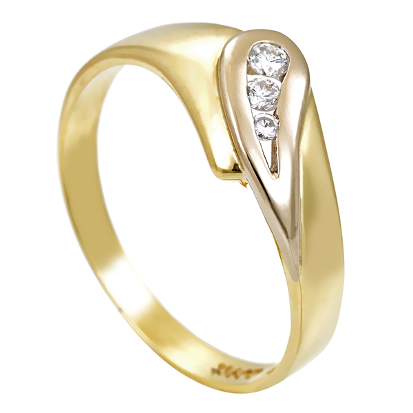 Diamantring, 14K, Gelb-/Weißgold, Brillanten