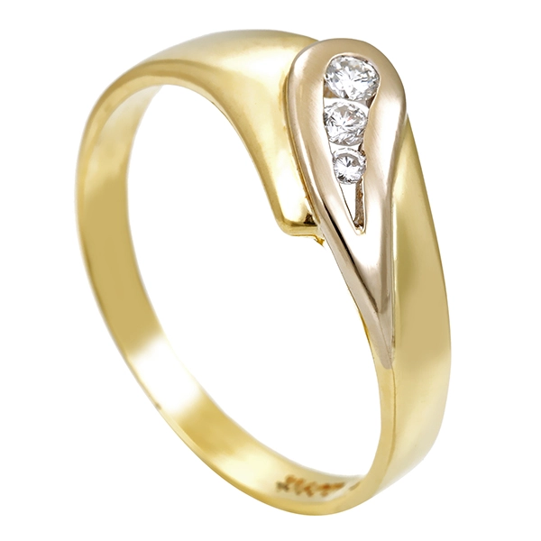 Diamantring, 14K, Gelb-/Weißgold, Brillanten