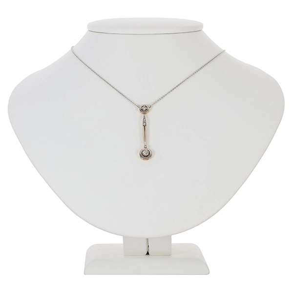 Collier, 14K, Gelb-/Weißgold, Diamanten, L38cm