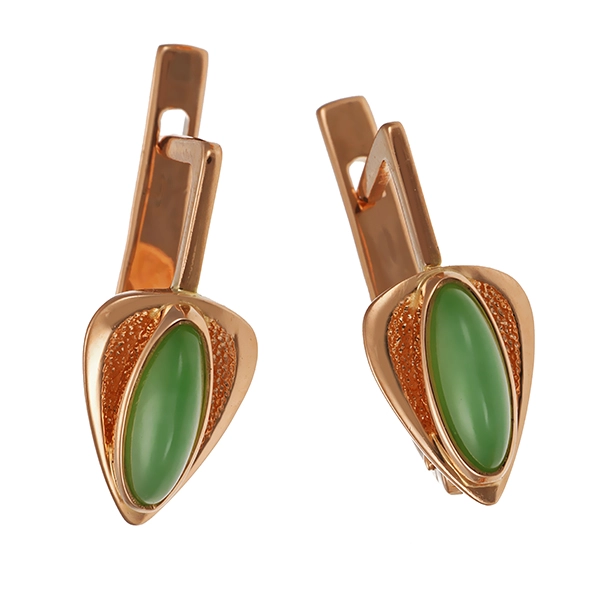 Ohrhänger, 14K, Rotgold, Jade