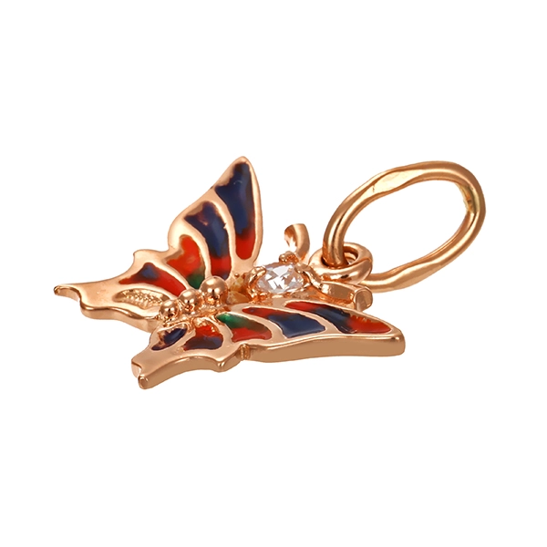 Anhänger, 14K, Rotgold, Emaille, Schmetterling