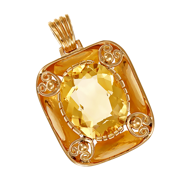 Anhänger, 14K, Gelbgold, Citrin