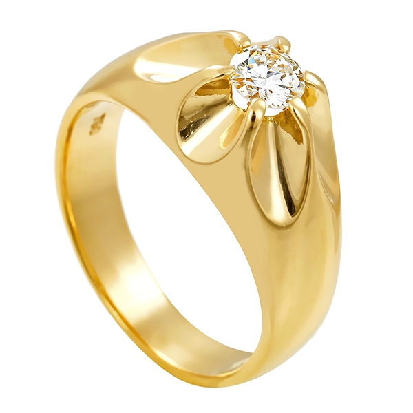 Diamantring, 18K, Gelbgold, Brillant 0,37 ct