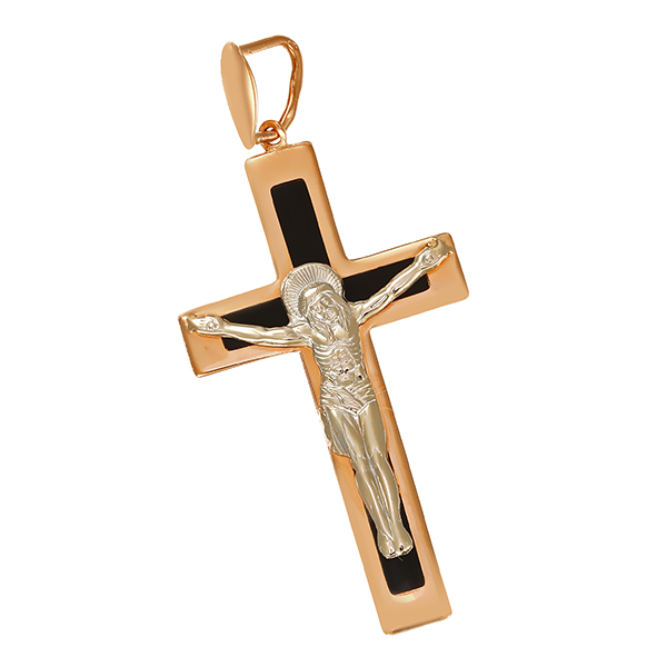 Anhänger, 14K, Weiß-/Rotgold, Kruzifix, Kreuz