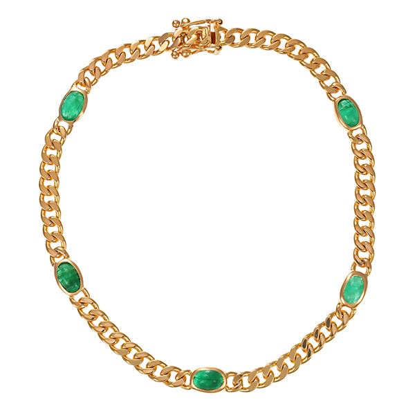 Armband, 14K, Gelbgold, Smaragd