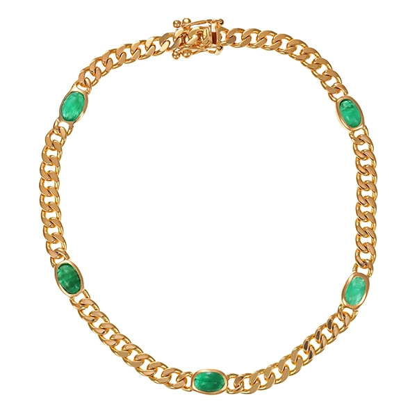 Armband, 14K, Gelbgold, Smaragd
