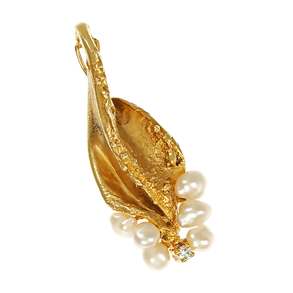 Anhänger, 14K, Gelbgold, Brillant, Perlen