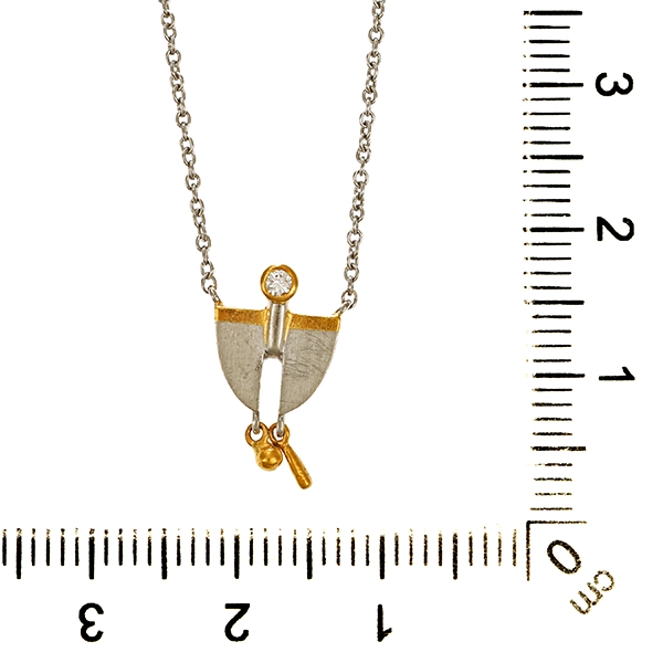 Collier, Pt950, Platin/Gelbgold, Brillant, Anker-