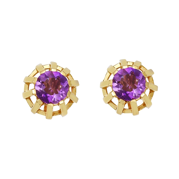 Ohrstecker, 14K, Gelbgold, Amethyste