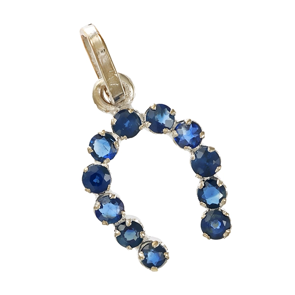Anhänger, 14K, Weißgold, Saphir
