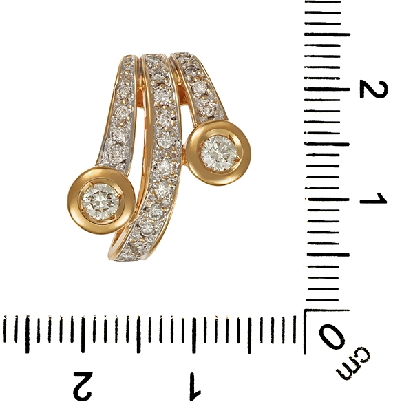 Anhänger, 14K, Gelbgold, 2 Brillanten zus ca 0,25ct, 19 Brillanten