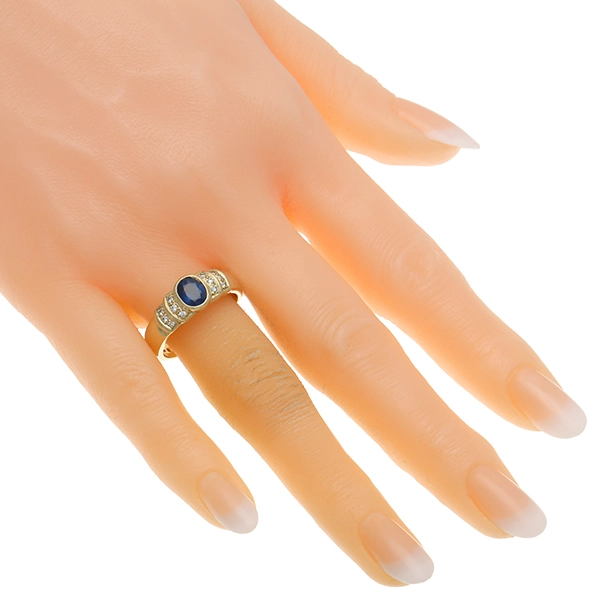 Ring, 14K, Gelbgold, Brillant, Saphir