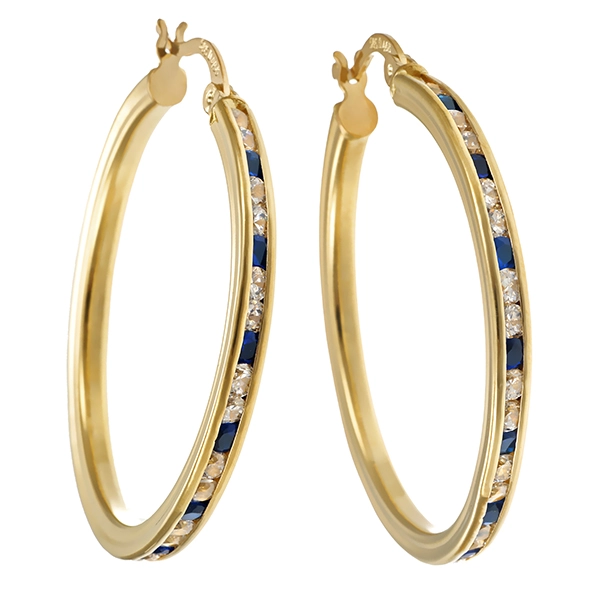 Creolen, 14K, Gelbgold, Schmuckstein, Zirkonia