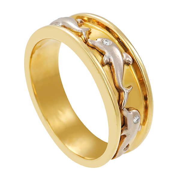 Ring, 18K, Gelb-/Weißgold, Brillanten