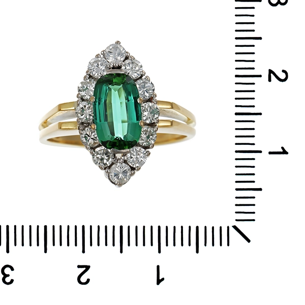 Ring, 14K, Gelb-/Weißgold, Brillanten 1,00 ct, Turmalin