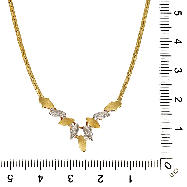 Collier, 14K, Gelb-/Weißgold, Diamanten