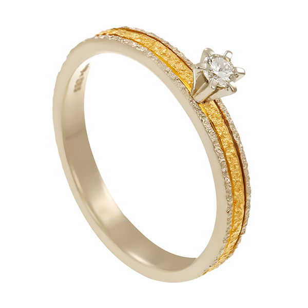 Diamantring, 14K, Gelb-/Weißgold, Brillant