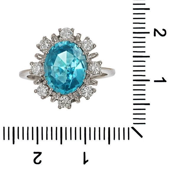 Ring, 14K, Weißgold,synthetischer Korund, Brillant