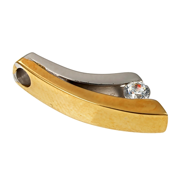 Anhänger, 14K, Gelb-/Weißgold, Zirkonia