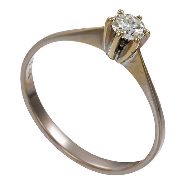 Ring, 14K, Weißgold, Brillant