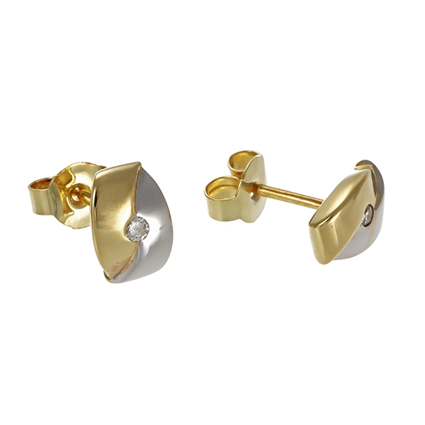 Ohrstecker, 14K, Gelb-/Weißgold, Brillanten