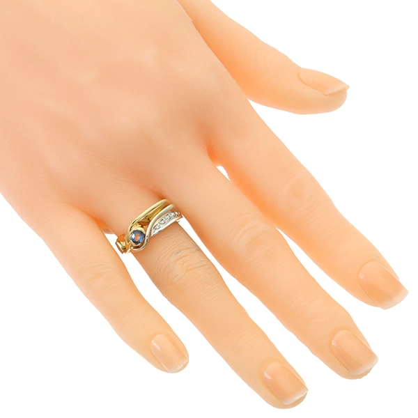 Diamantring, 18K, Gelb-/Weißgold, Brillant, Saphir