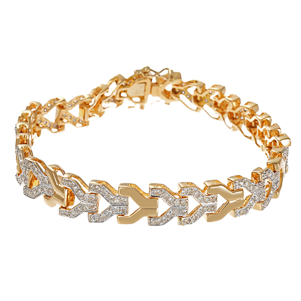 Armband, 18K, Gelb./Weißgold, 100 Diamanten 0,50ct