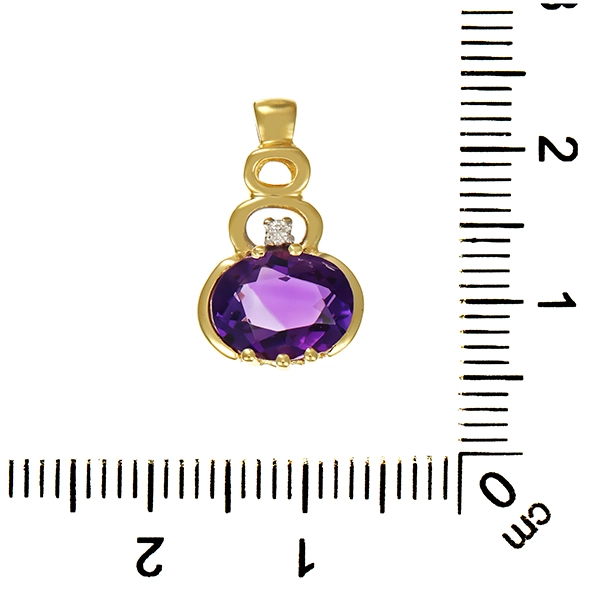 Anhänger, 14K, Gelbgold, Amethyst, Brillant