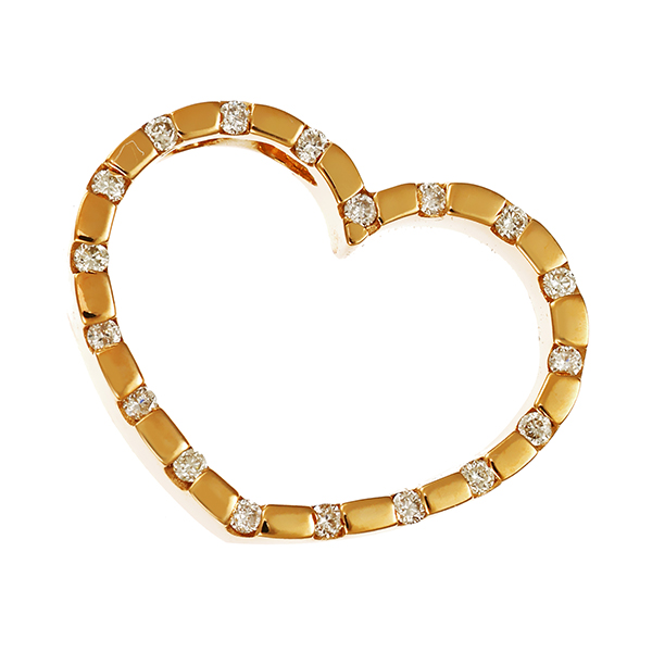 Anhänger, 14K, Gelbgold, Brillanten, Herz
