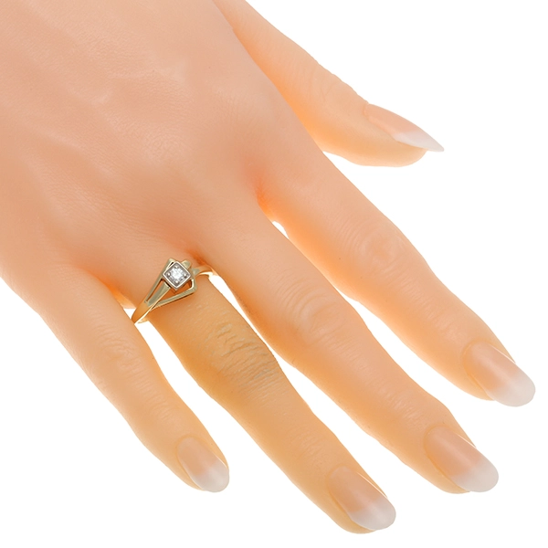 Brillantring, 14K, Gelb-/Weißgold, Brillant 0,10 ct