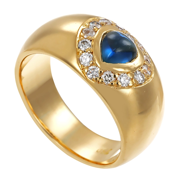 Ring, 18K, Gelbgold, Brillanten, Saphir