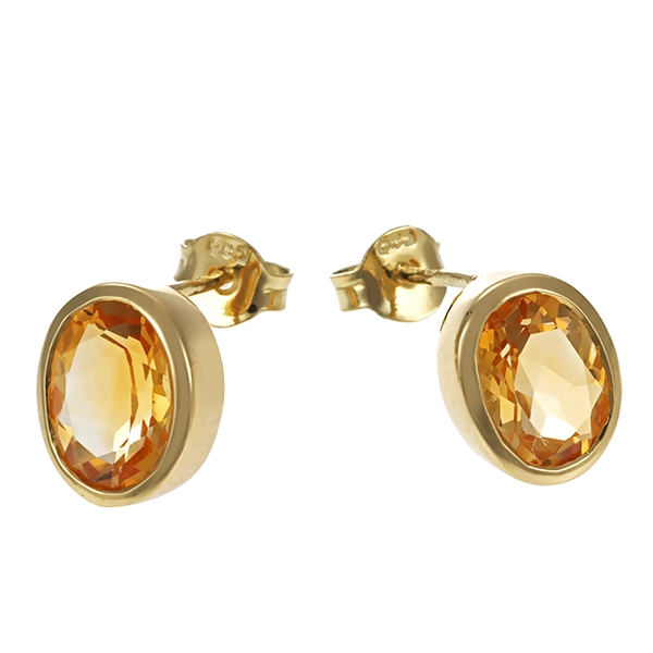 Ohrstecker, 14K, Gelbgold, Citrin