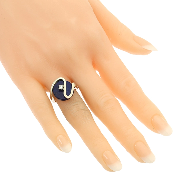 Ring, 14K, Weißgold, Lapis, Brillant