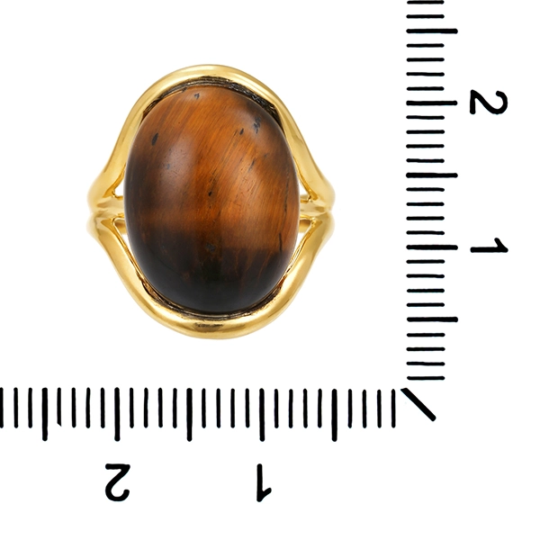 Ring, 18K, Gelbgold, Tigerauge