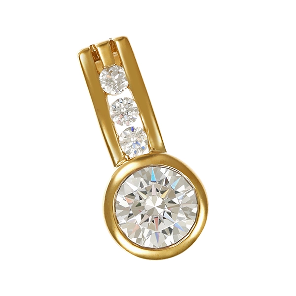 Anhänger, 8K, Gelbgold, Zirkonia