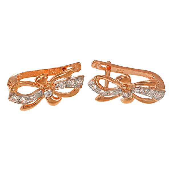 Ohrhänger, 14K, Weiß-/Rotgold, Zirkonia