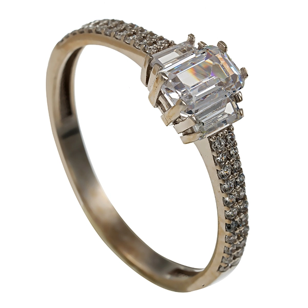 Ring, 14K, Weißgold, Zirkonia