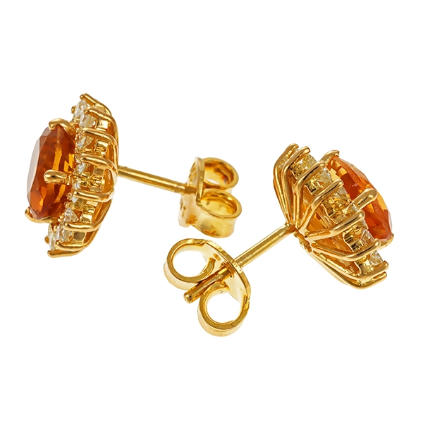 Ohrstecker, 18K, Gelbgold, Citrin, Brillanten 0,56 ct