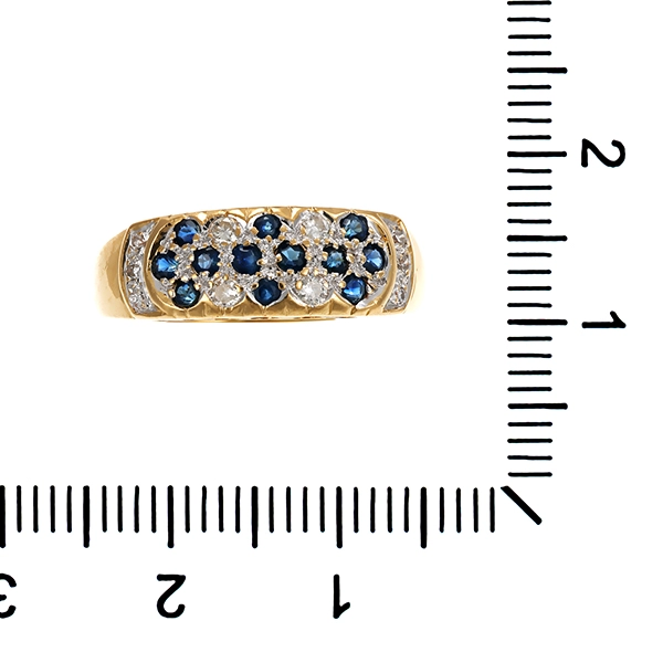 Ring, 18K, Gelb-/Weißgold, Saphir, Brillant
